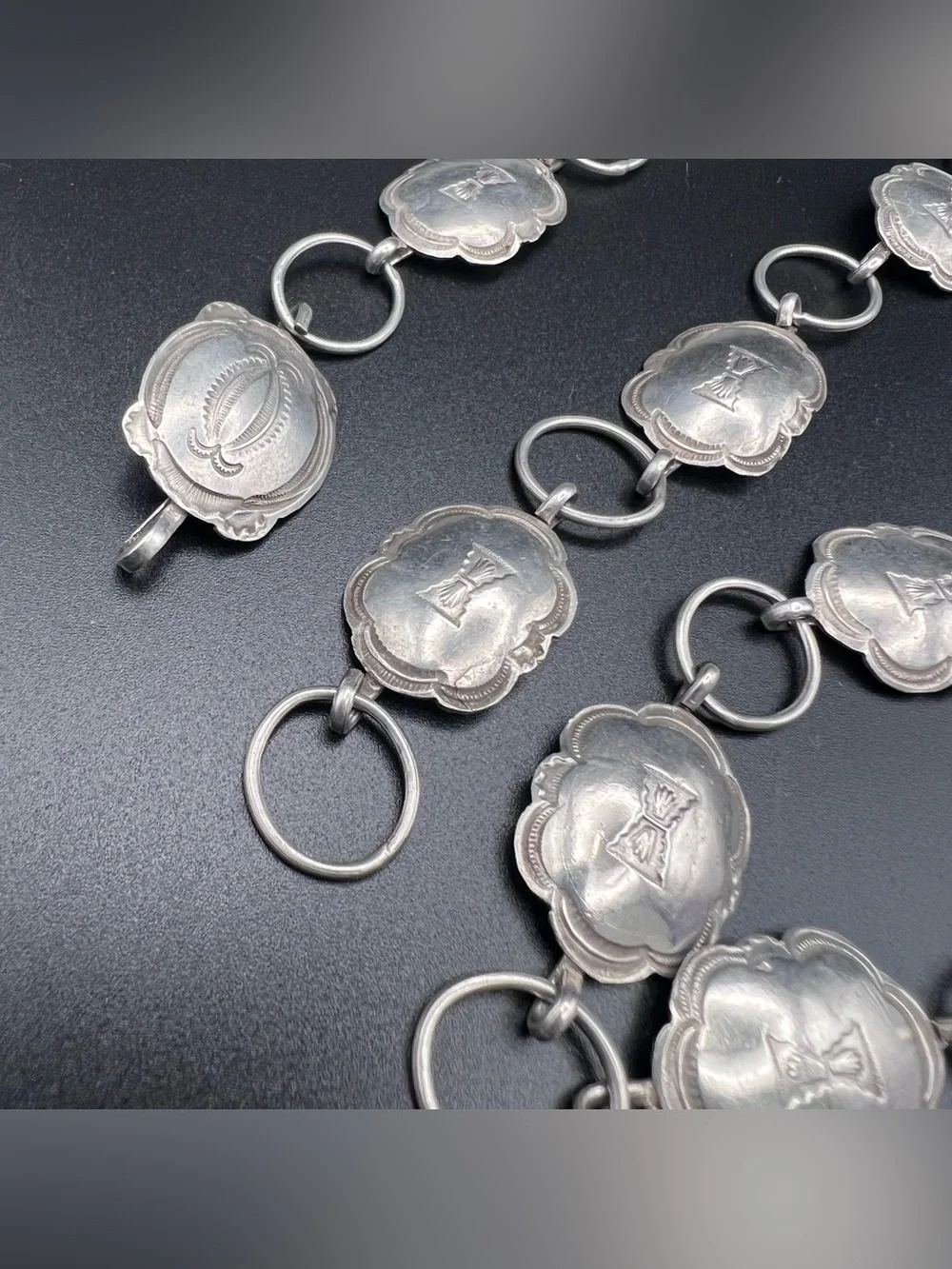 Sterling Silver Concho Belt Necklace